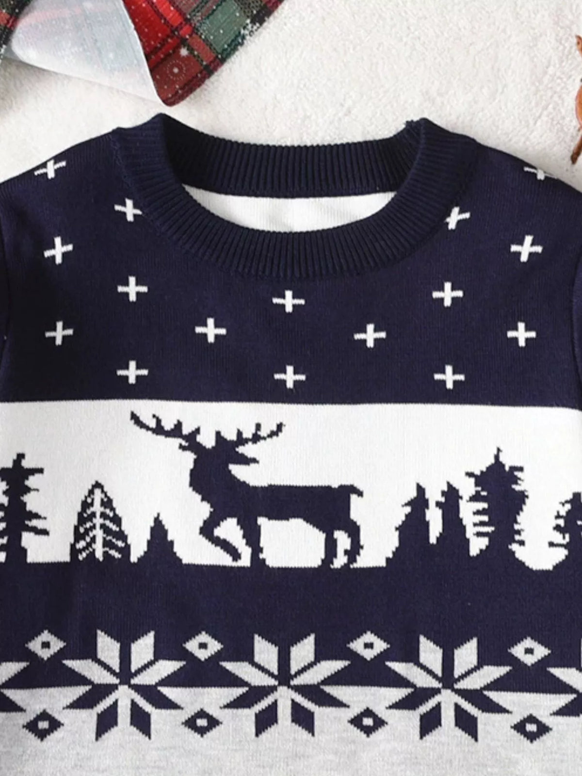 Children's Christmas Reindeer Pattern Knit Sweater