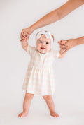 Neutral Gingham Twirl Bodysuit Romper