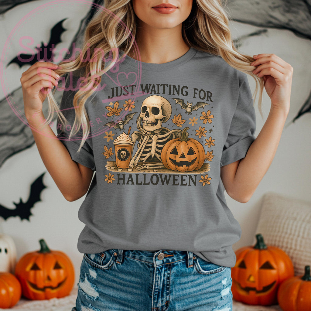 Skeleton Pumpkin Comfort Colors Shirt | Retro Halloween Graphic Tee