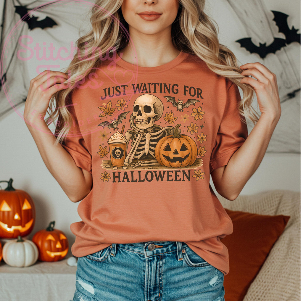 Skeleton Pumpkin Comfort Colors Shirt | Retro Halloween Graphic Tee