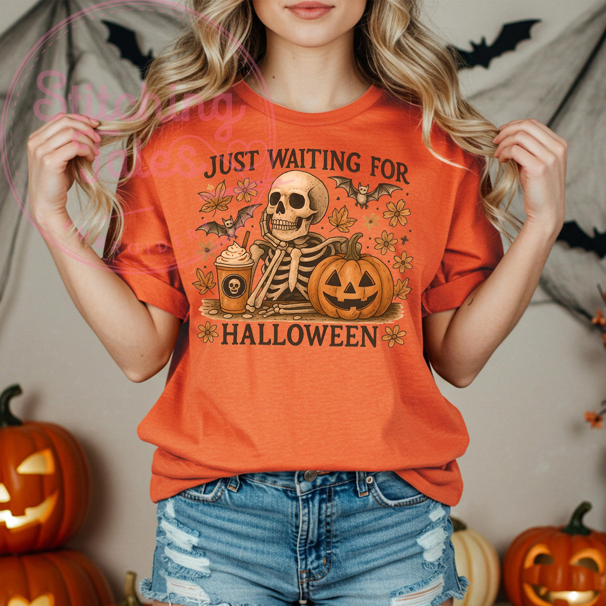 Skeleton Pumpkin Comfort Colors Shirt | Retro Halloween Graphic Tee