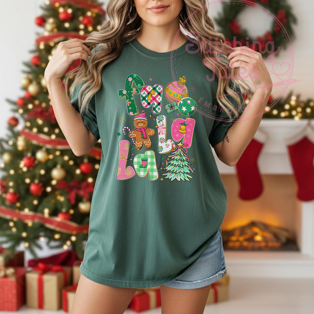 Fa La La Christmas Tee, Comfort Colors Retro Holiday Top