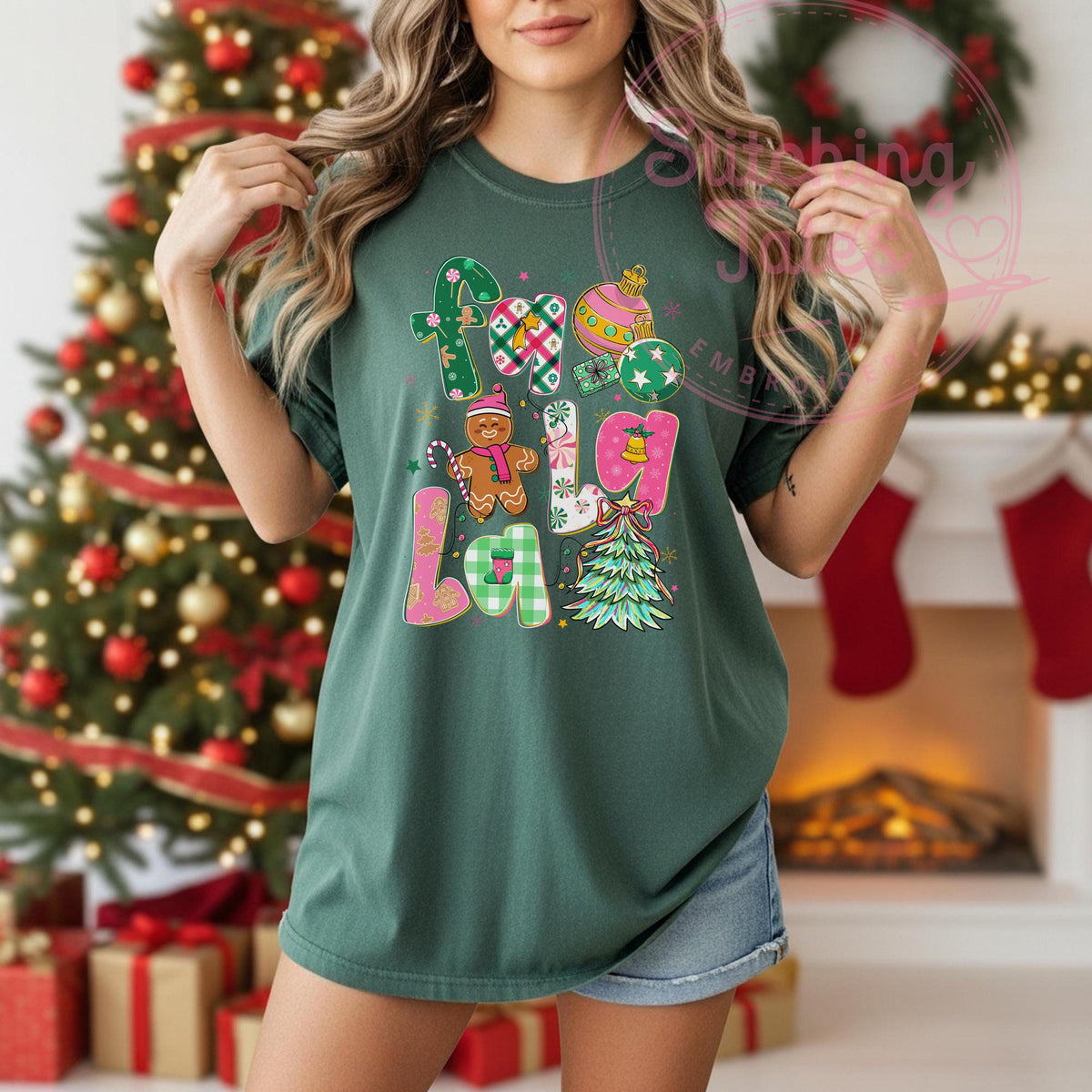 Fa La La Christmas Tee, Comfort Colors Retro Holiday Top