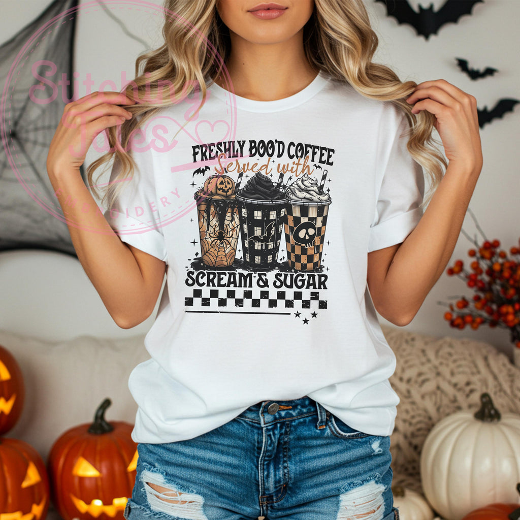 Freshly Boo’d Coffee Shirt, Comfort Colors Halloween Graphic Tee