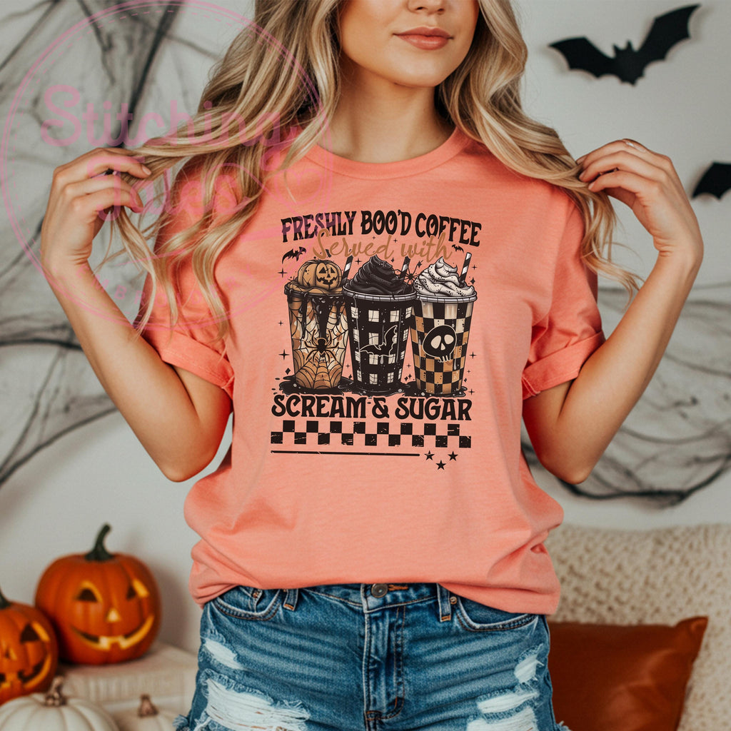 Freshly Boo’d Coffee Shirt, Comfort Colors Halloween Graphic Tee