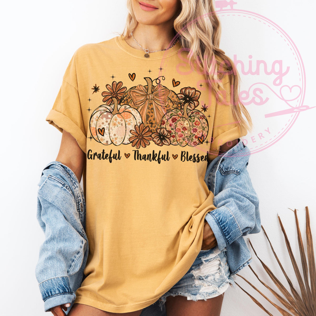 Grateful Thankful Blessed Shirt, Comfort Colors Fall Tee