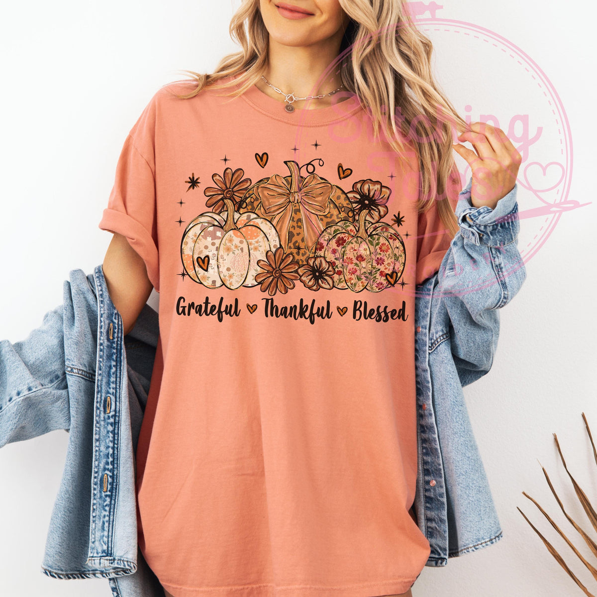 Grateful Thankful Blessed Shirt, Comfort Colors Fall Tee