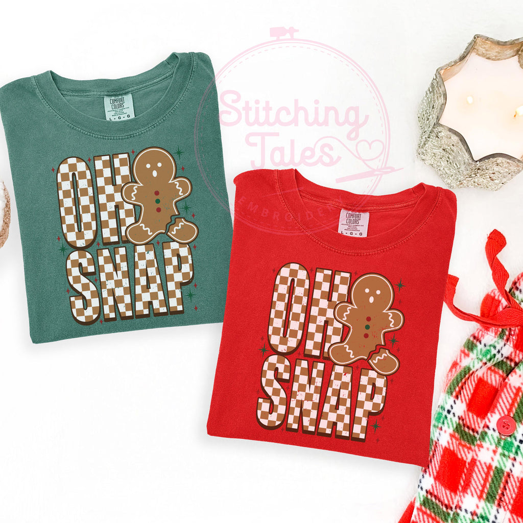 Oh Snap Gingerbread Christmas Tee, Comfort Colors Holiday Shirt