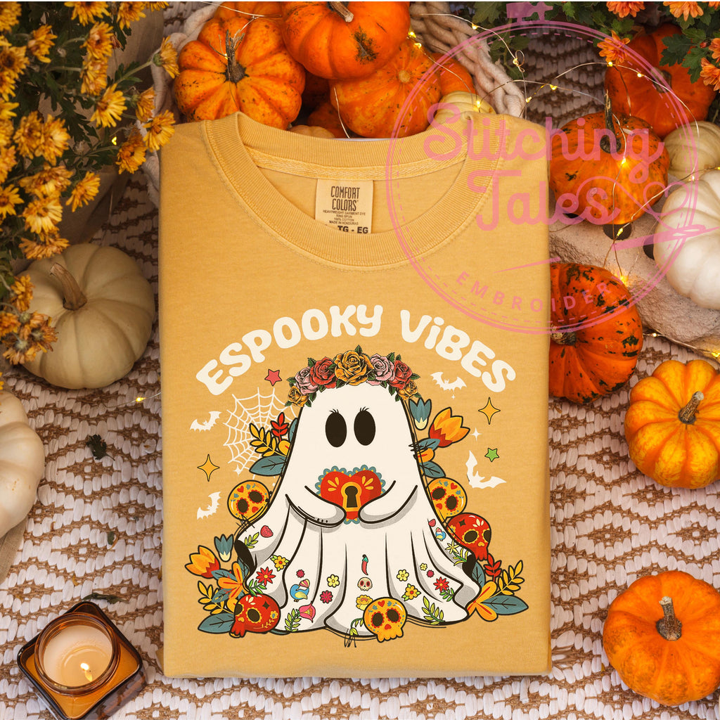 Spooky Vibes Halloween Tee, Funny Latino Ghost Shirt