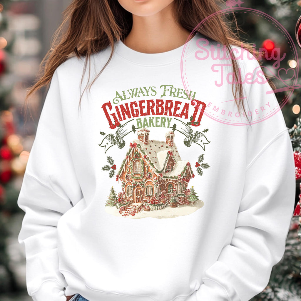 Gingerbread Bakery Christmas Sweatshirt, Vintage Holiday Pullover