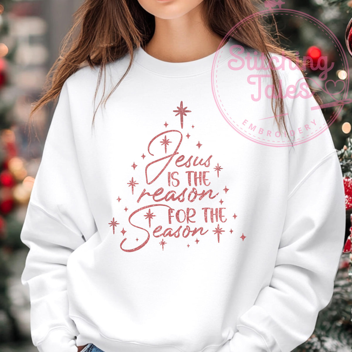 Jesus Is The Reason Sweatshirt, Faith Christmas Tree Crewneck