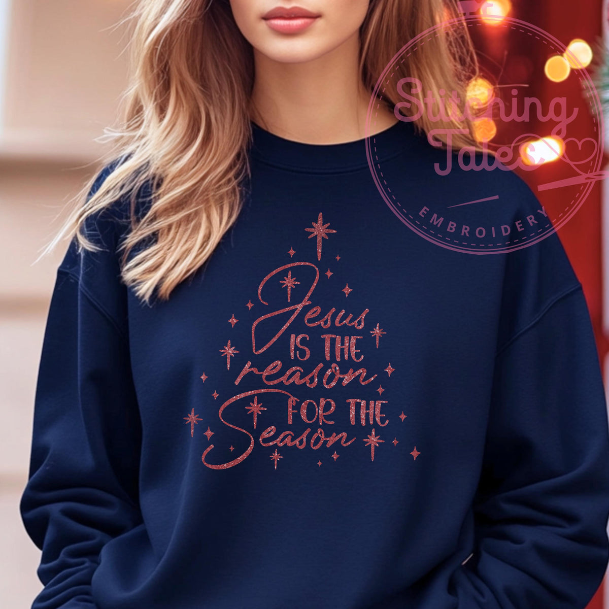 Jesus Is The Reason Sweatshirt, Faith Christmas Tree Crewneck