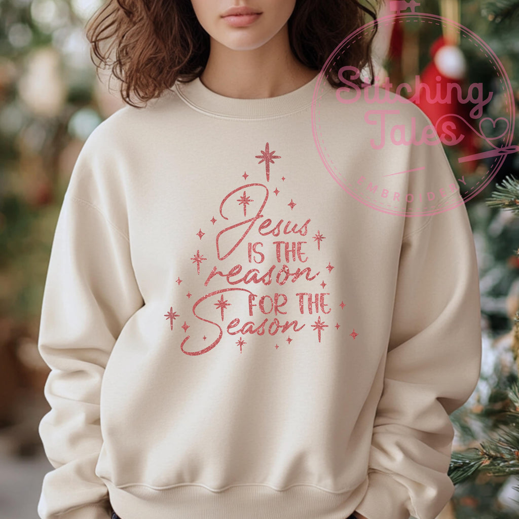 Jesus Is The Reason Sweatshirt, Faith Christmas Tree Crewneck