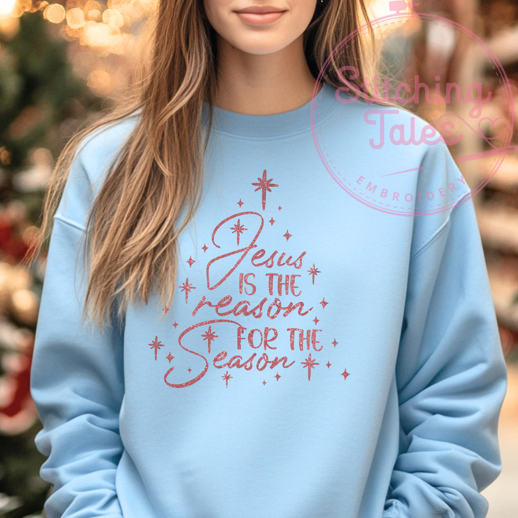 Jesus Is The Reason Sweatshirt, Faith Christmas Tree Crewneck