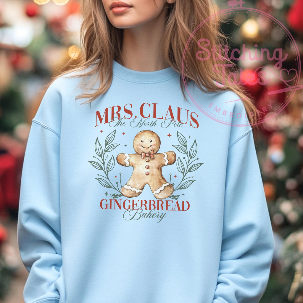 Mrs. Claus Gingerbread Bakery Sweatshirt, Vintage Christmas Crewneck