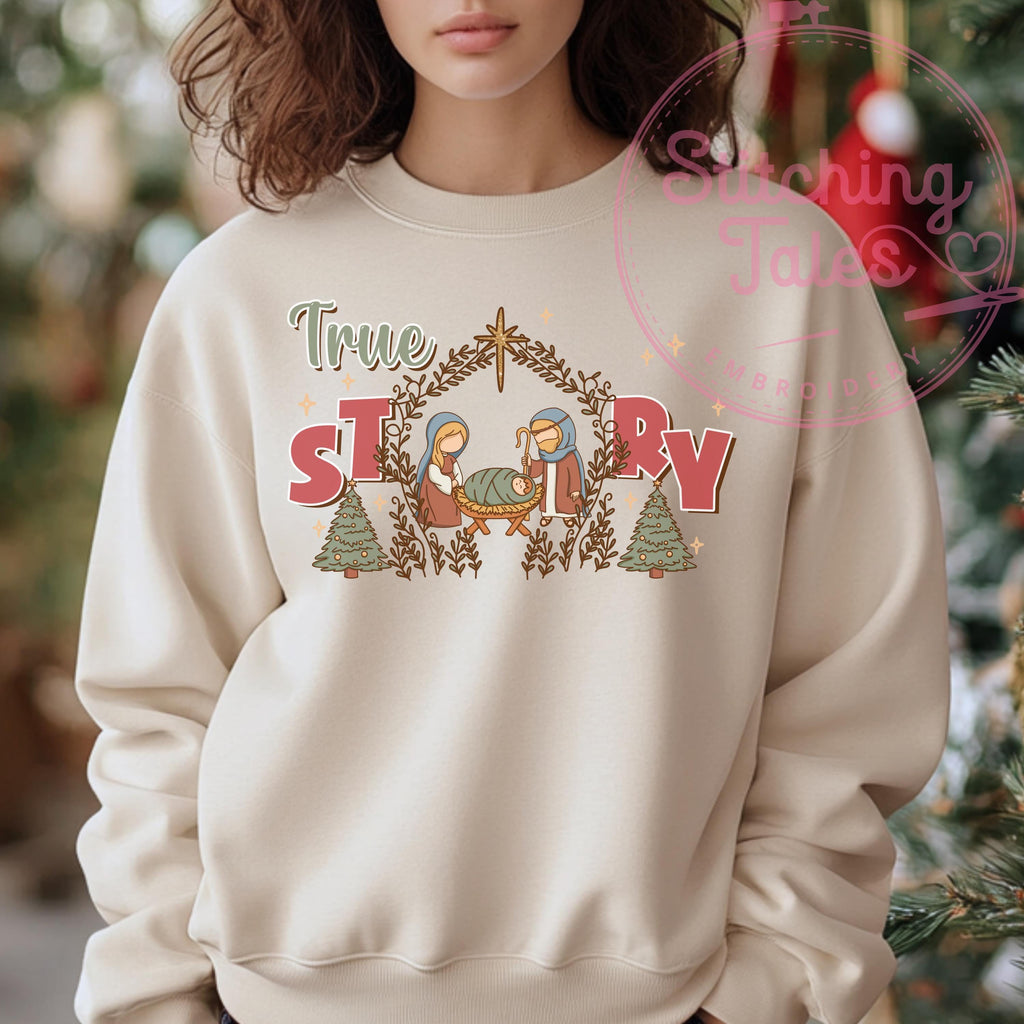 Nativity Sweatshirt, Christian Christmas Crewneck, Faith Holiday Sweater