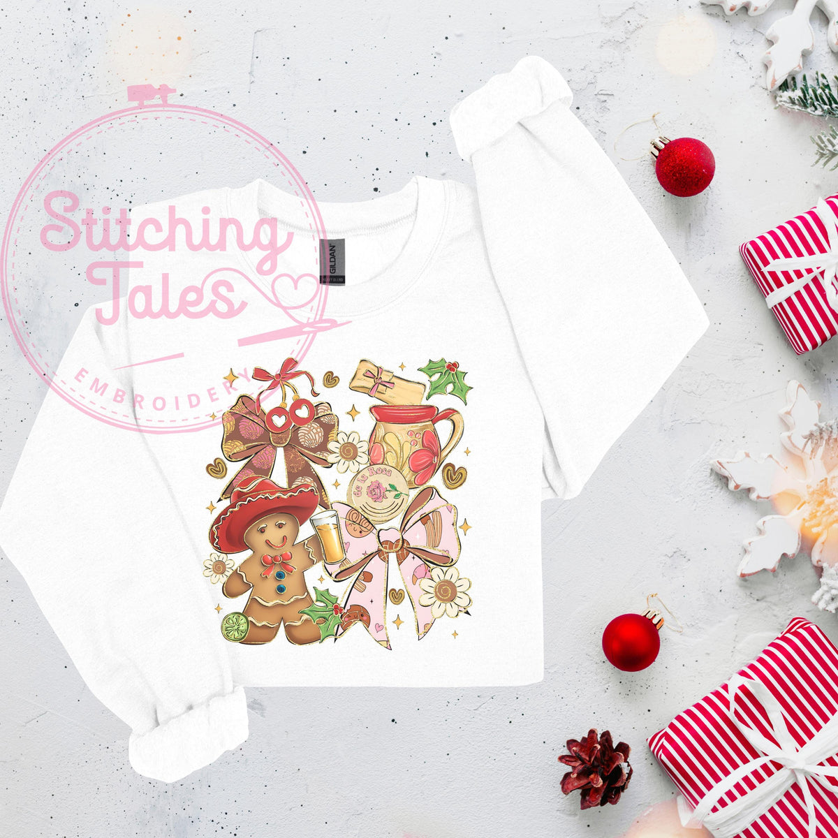 Feliz Navidad Sweatshirt, Gingerbread Cowboy, Latino Christmas