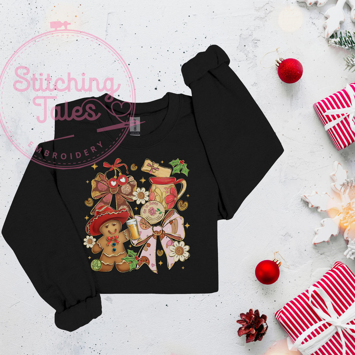 Feliz Navidad Sweatshirt, Gingerbread Cowboy, Latino Christmas