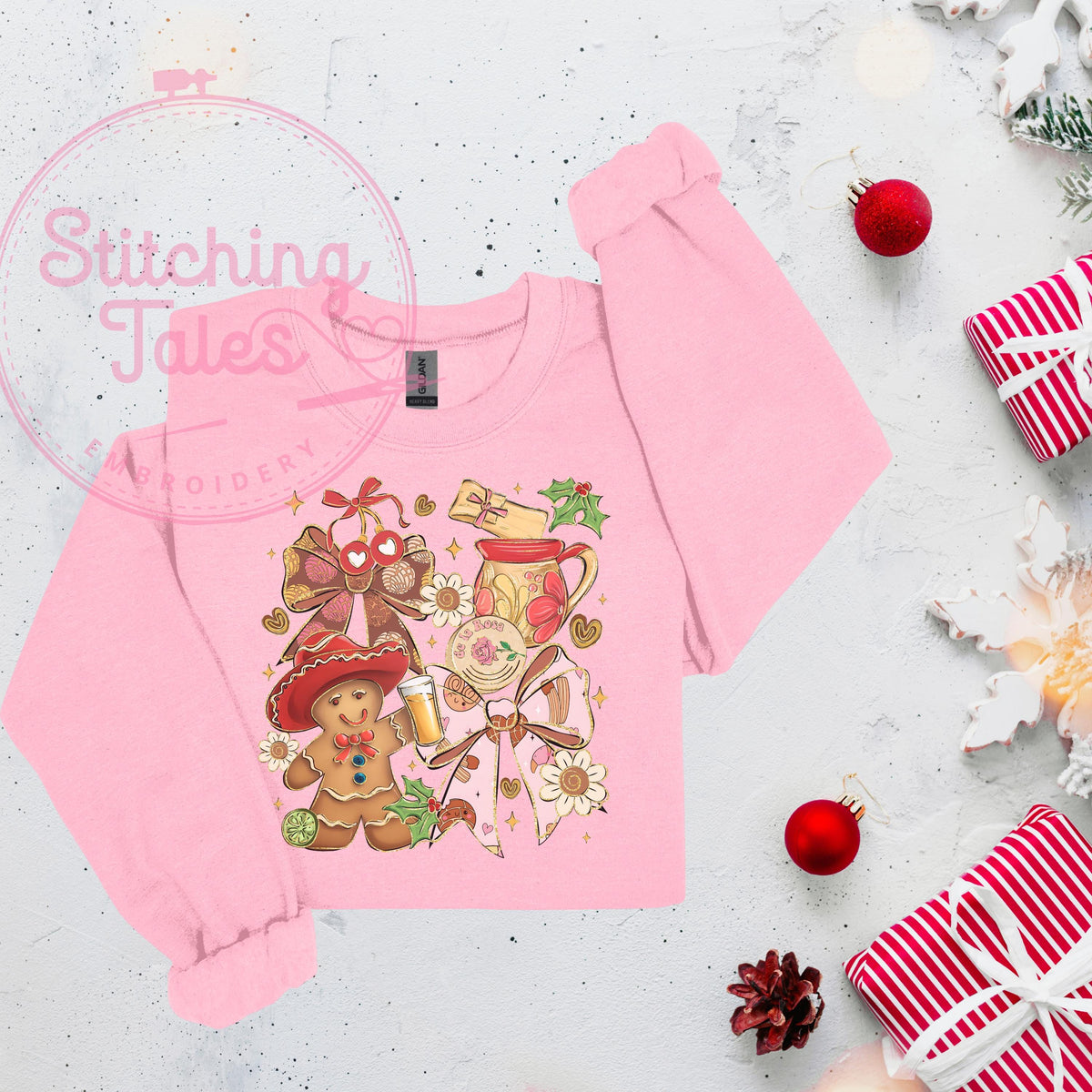 Feliz Navidad Sweatshirt, Gingerbread Cowboy, Latino Christmas