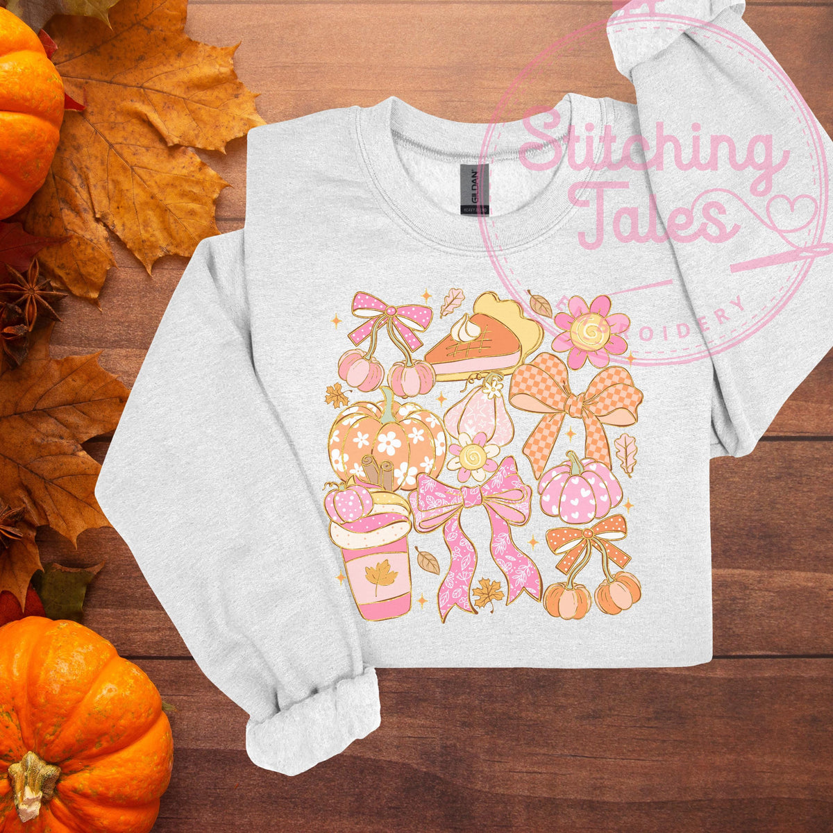 Coquette Fall T-Shirt, Girly Pumpkin Bows, Comfort Colors Tee