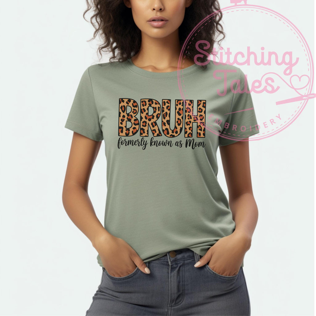 Bruh Mom Shirt, Leopard Print, Sarcastic Mom Tee, Gildan 64000