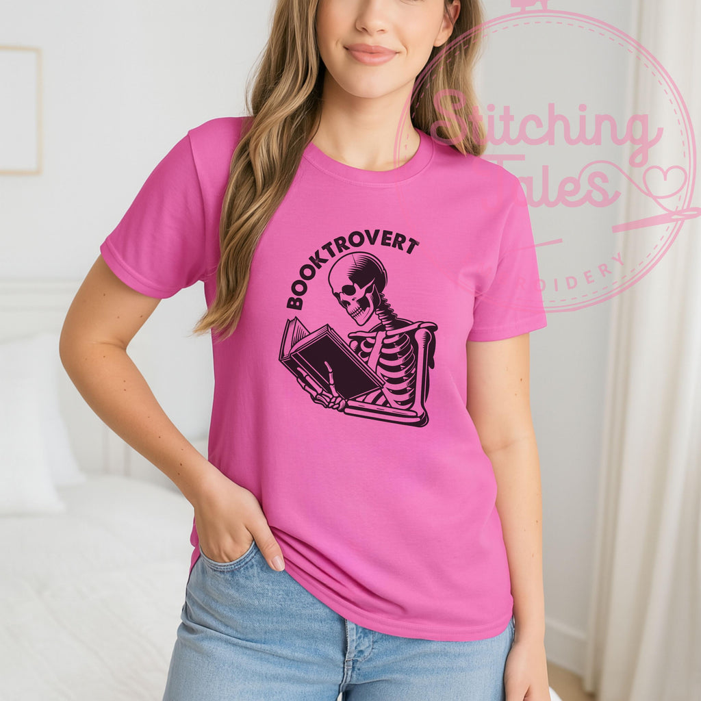 Booktrovert Skeleton Reader T-Shirt, Bookish Humor