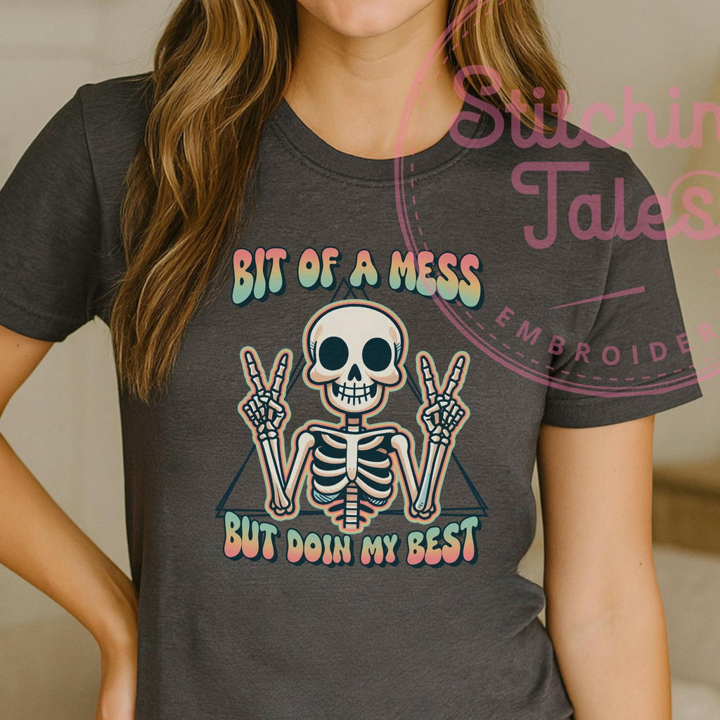 Funny Skeleton Tee, Mental Health Shirt, Relatable Humor