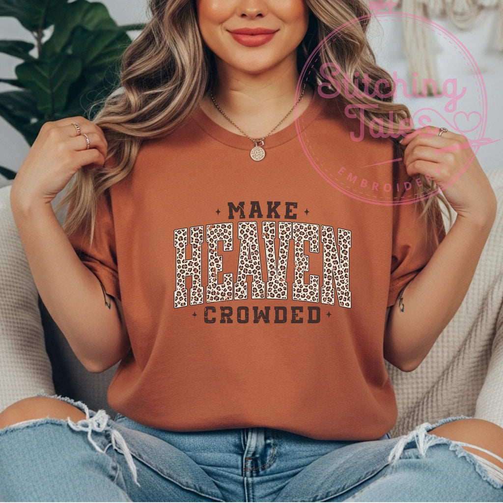 Make Heaven Crowded Tee, Leopard Print, Comfort Colors Christian Top
