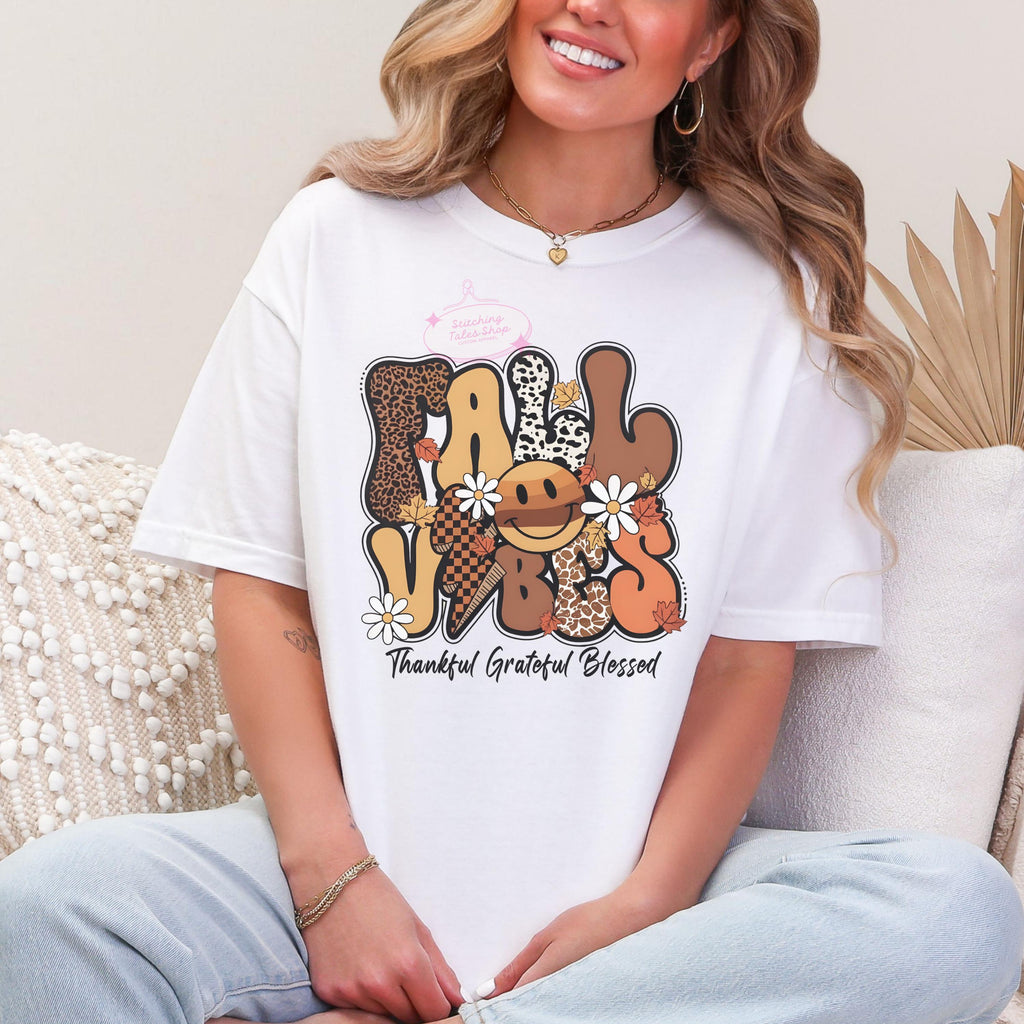 Fall Vibes Sweatshirt, Retro Leopard Print, Comfort Colors