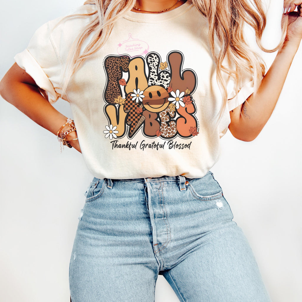 Fall Vibes Sweatshirt, Retro Leopard Print, Comfort Colors