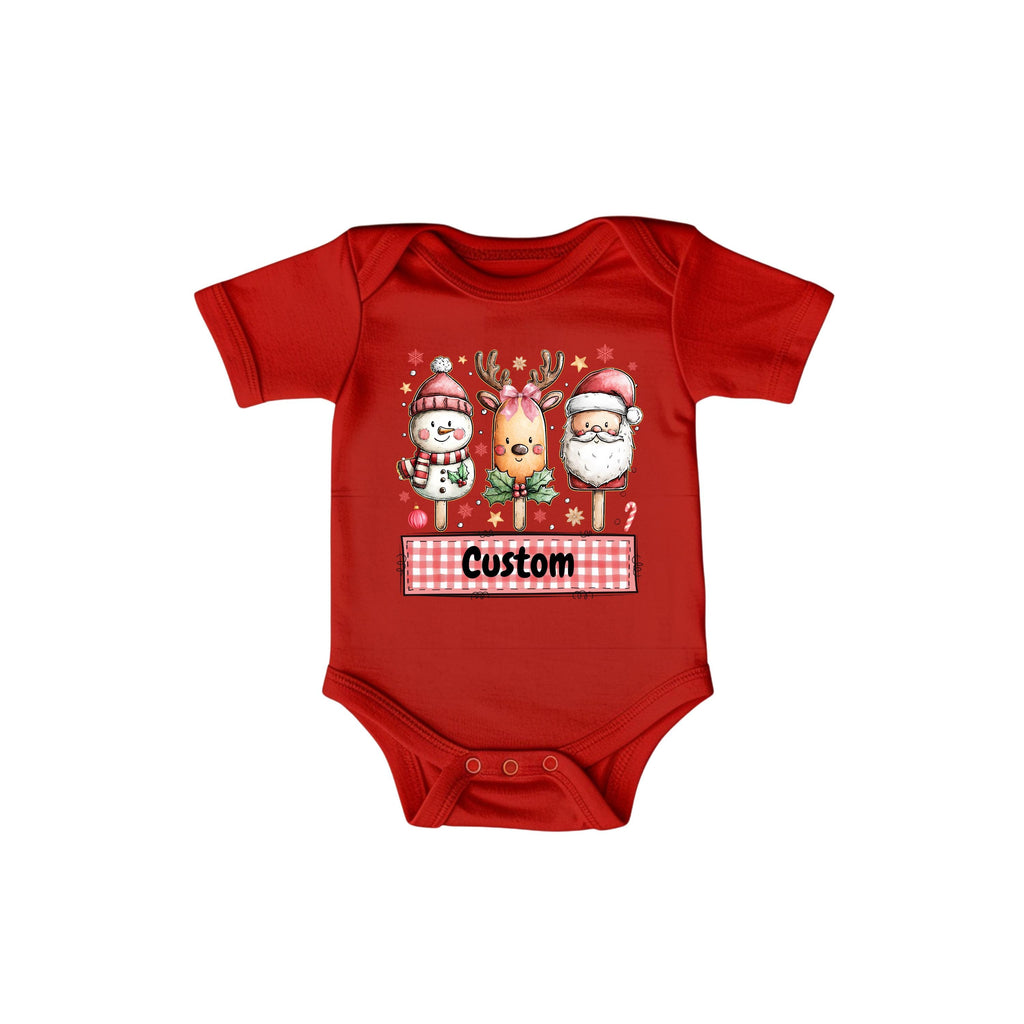 Custom Christmas Baby Onesie, Santa Reindeer Snowman, Holiday Bodysuit
