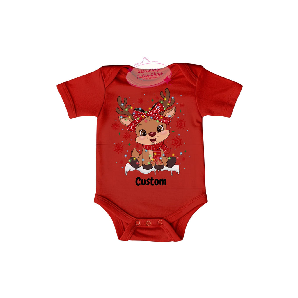 Personalized Reindeer Christmas Onesie, Baby's First Christmas