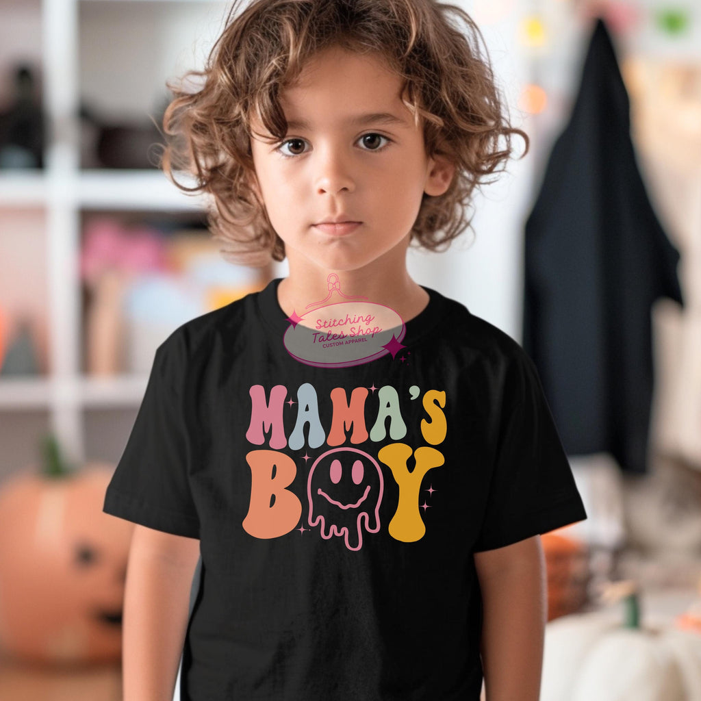 Mama's Boy Toddler Shirt, Retro Smiley Face Tee, Groovy Graphic Tee, Bella Canvas 3001T