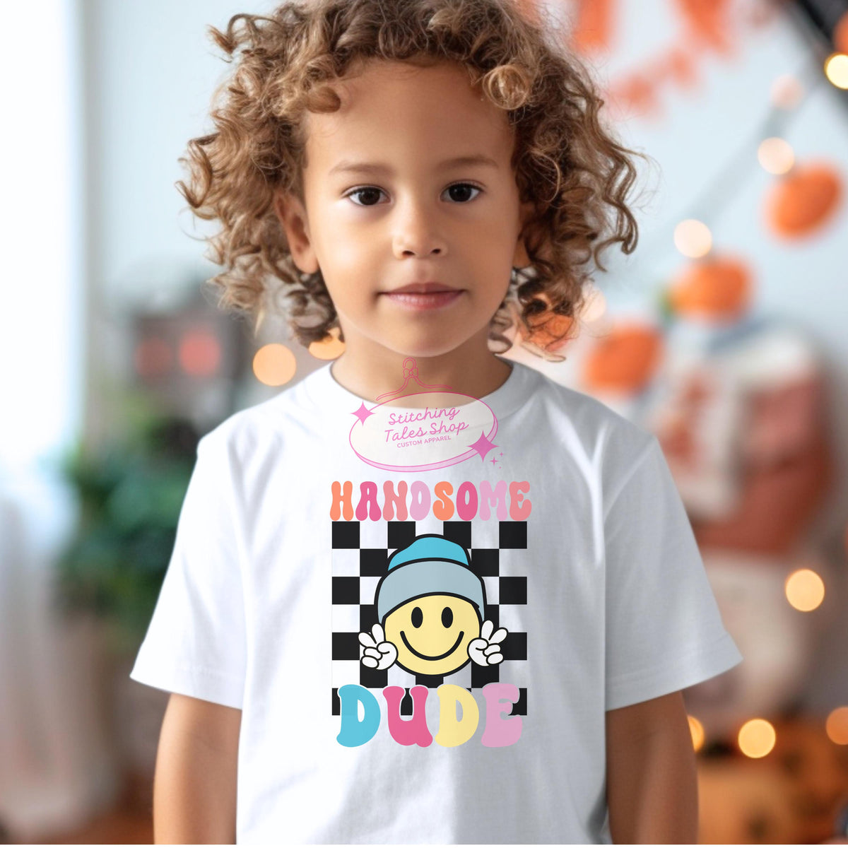 Retro Smiley Face Toddler Tee, Checkered Boys Graphic Shirt, Bella Canvas