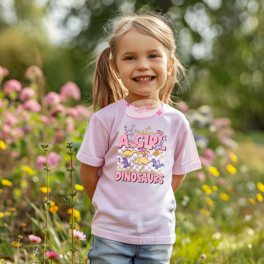Dinosaur Toddler Shirt, Retro Dino Tee, Girl's Bella Canvas Top
