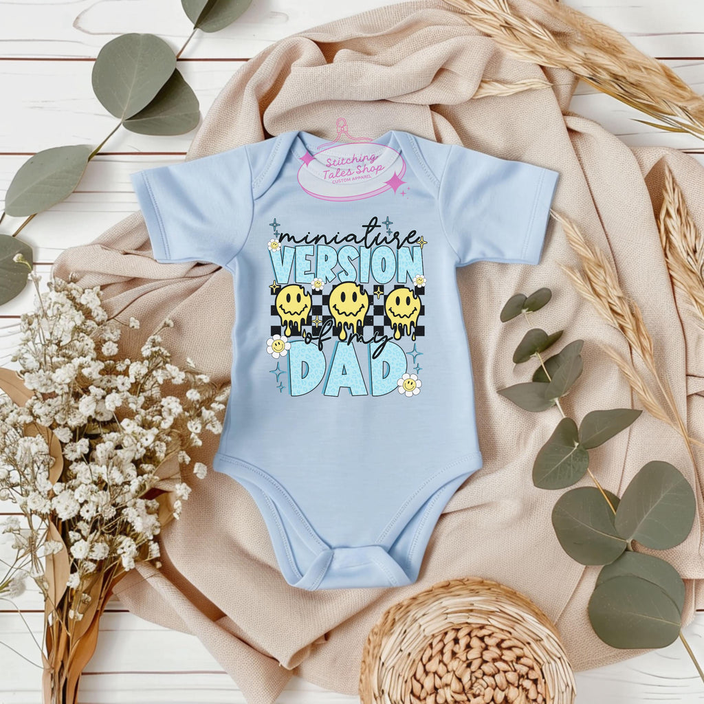 Miniature Dad Bodysuit, Retro Smiley Face Baby Outfit, Father's Day Gift
