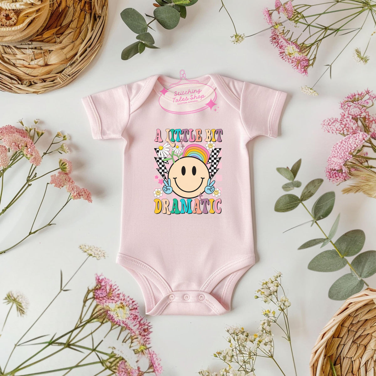Retro Smiley Face Baby Onesie, Groovy Infant Bodysuit