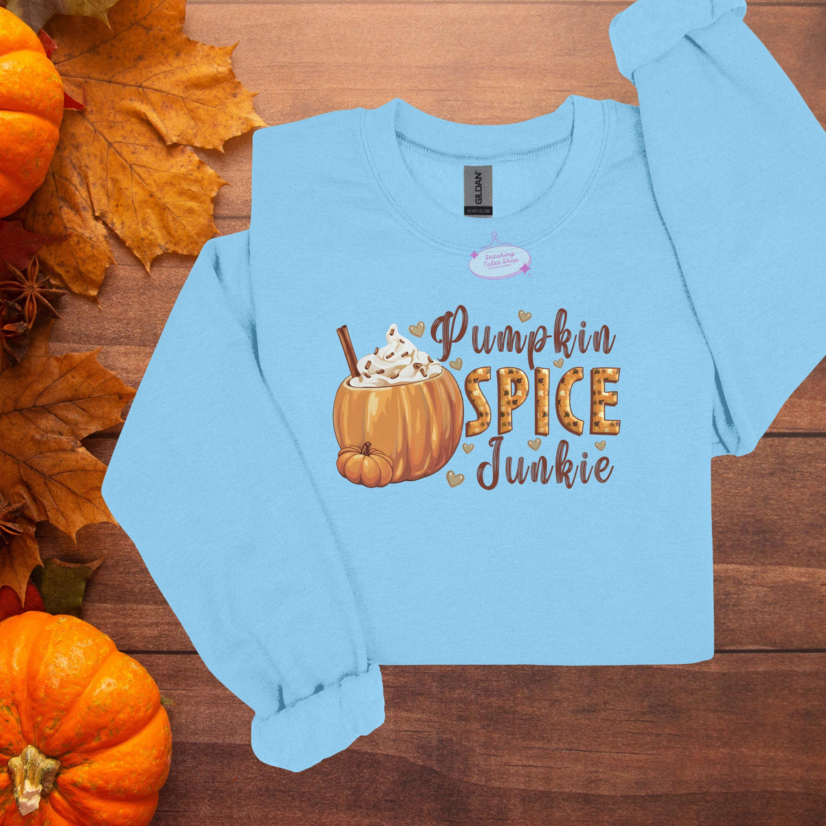 Pumpkin Spice Junkie Tee or Sweatshirt, Fall Coffee Design