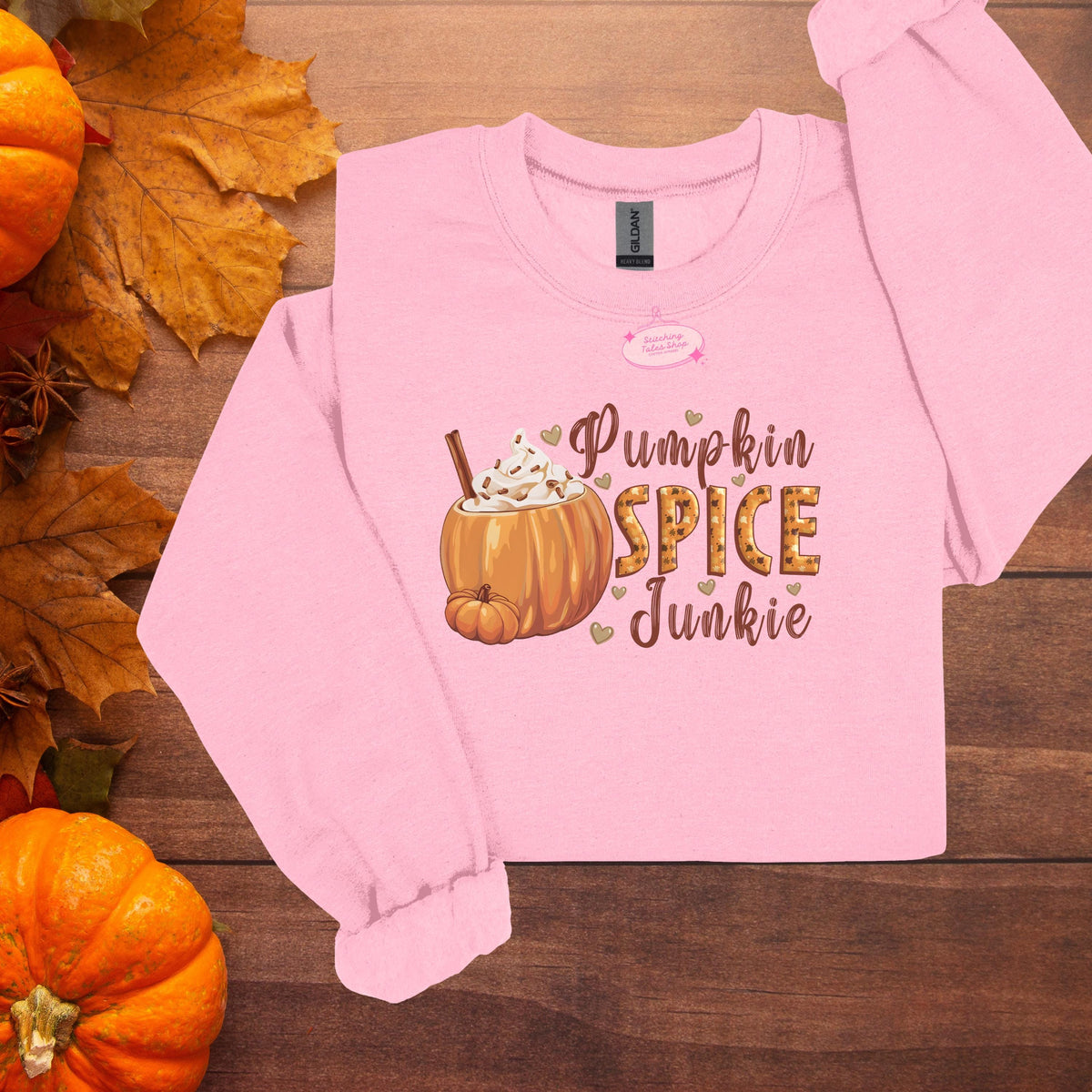Pumpkin Spice Junkie Tee or Sweatshirt, Fall Coffee Design