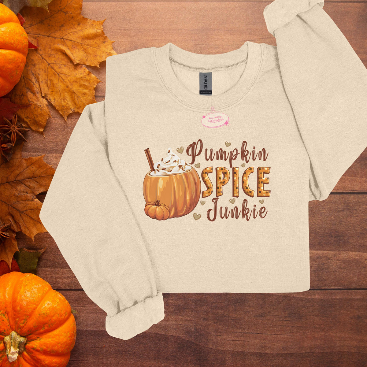 Pumpkin Spice Junkie Tee or Sweatshirt, Fall Coffee Design