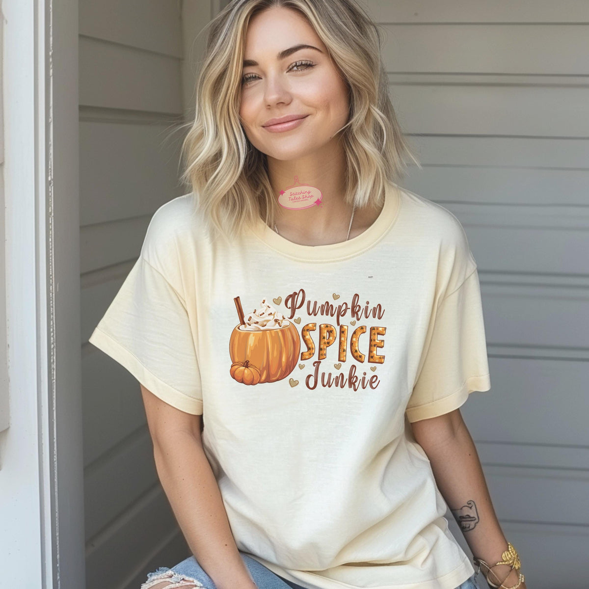 Pumpkin Spice Junkie Tee or Sweatshirt, Fall Coffee Design