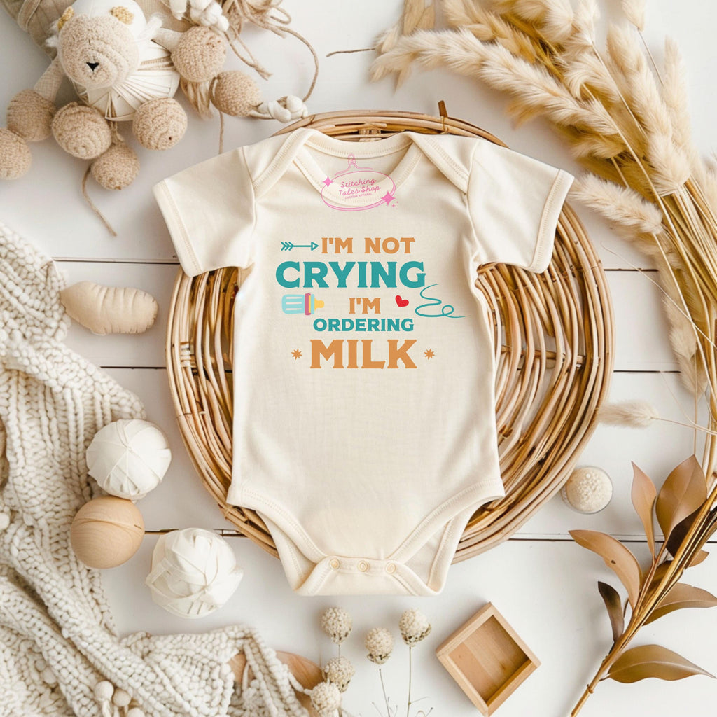 Funny Baby Onesie, "Ordering Milk" Outfit, Unisex Shower Gift