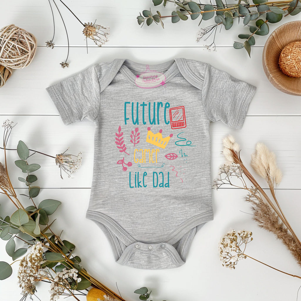 Future Gamer Like Dad Baby Onesie, Funny Baby Shower Gift