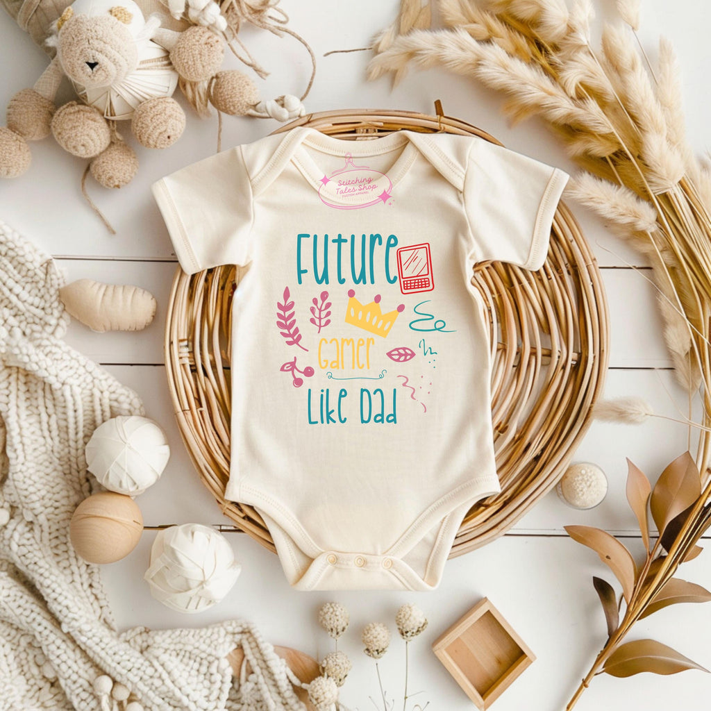 Future Gamer Like Dad Baby Onesie, Funny Baby Shower Gift