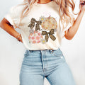 Retro Floral Pumpkin Bow Shirt, Cozy Fall Tee