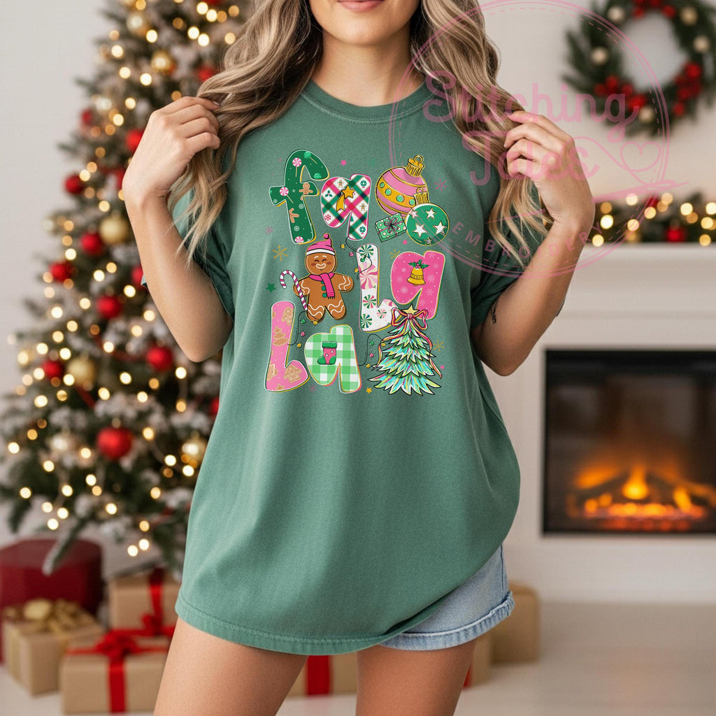 Fa La La Christmas Tee, Comfort Colors Retro Holiday Top