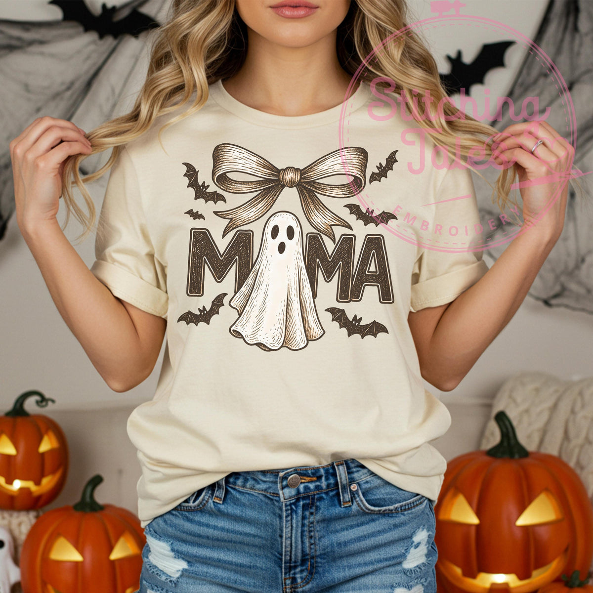Spooky Mama Ghost Shirt, Vintage Halloween Tee, Comfort Colors
