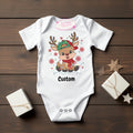 Personalized Reindeer Christmas Onesie, Baby's First Christmas