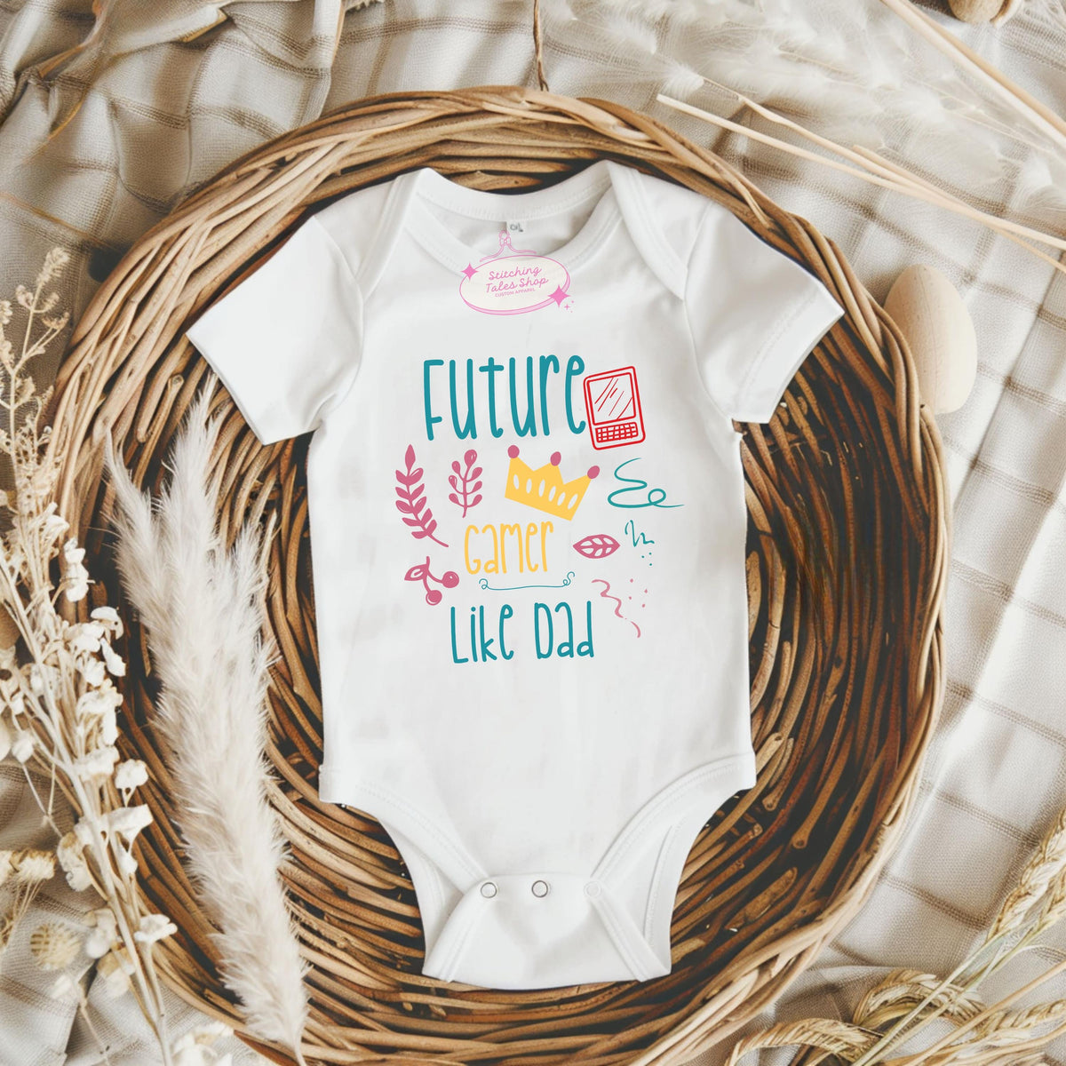 Future Gamer Like Dad Baby Onesie, Funny Baby Shower Gift