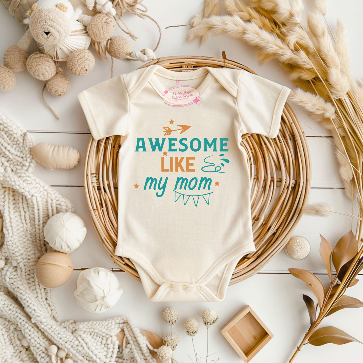 Awesome Like My Mom Baby Onesie, Funny Baby Shower Gift